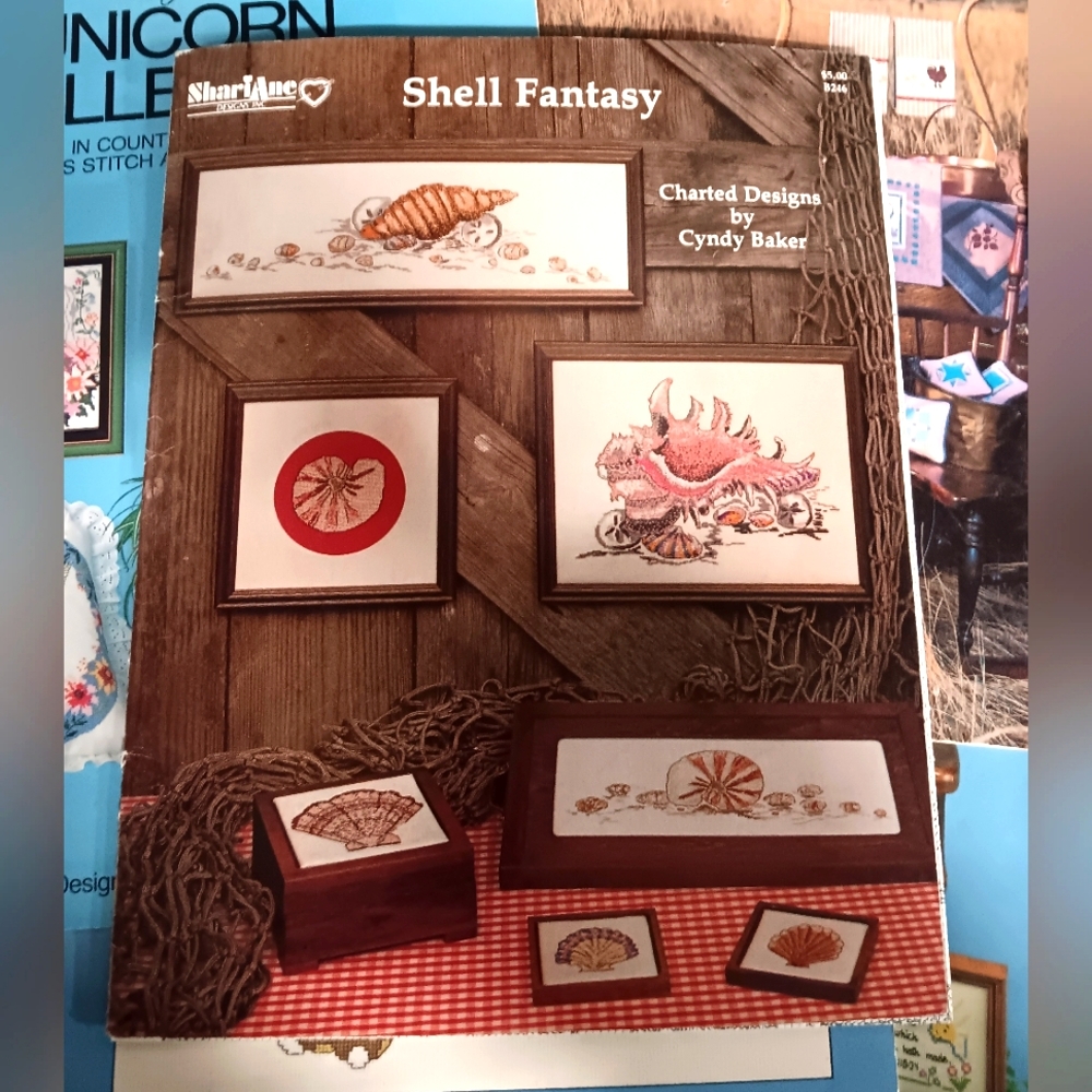 1983 ShariAne Designs Shell Fantasy Counted Cross Stitch Charts Only USA